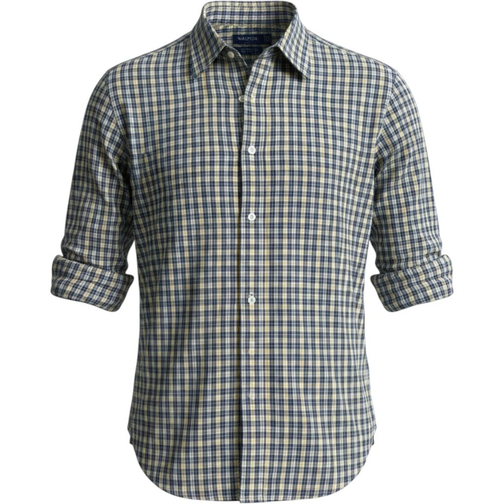 Nautica Mens XXL Blue Yellow Plaid Button Down Shirt Classic Fit Cotton